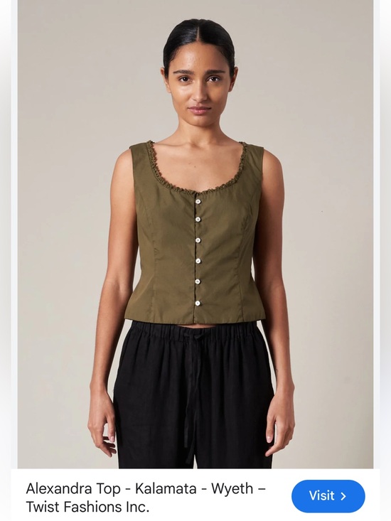 Wyeth by Todd Magill Tops - Wyeth by Todd Magill Olive Green Button-Front Sleeveless Top